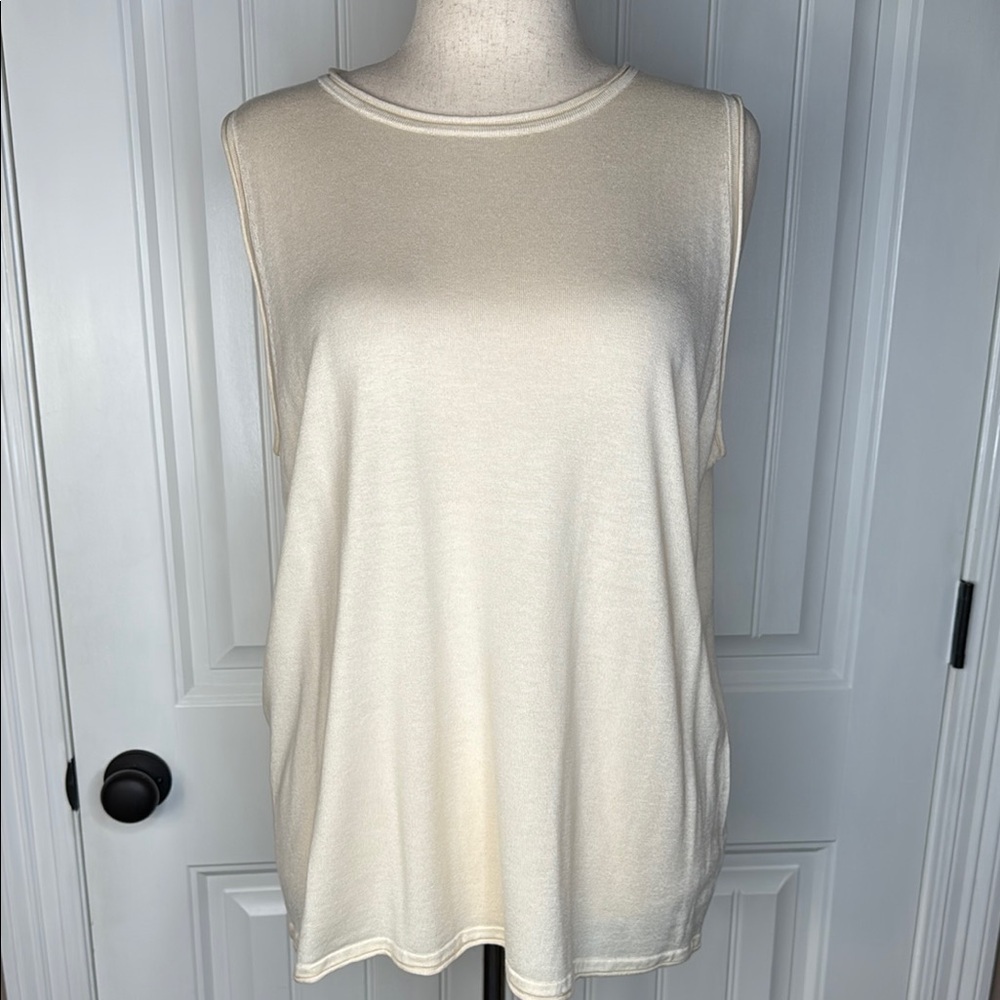Ralph Lauren Cream Sleeveless Top Relaxed Fit Ivory Sz 2X